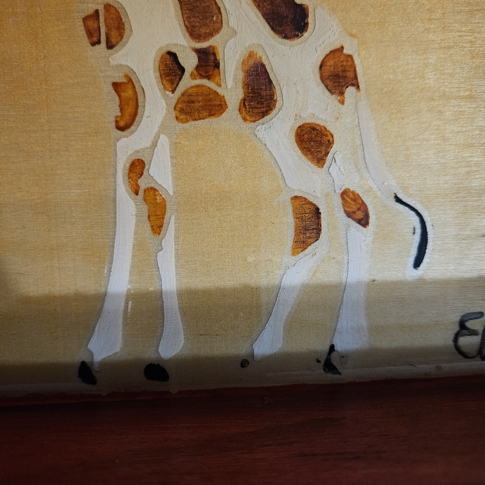 Giraffe Shellac Tray Signed Elsona - Picture 5 of 9
